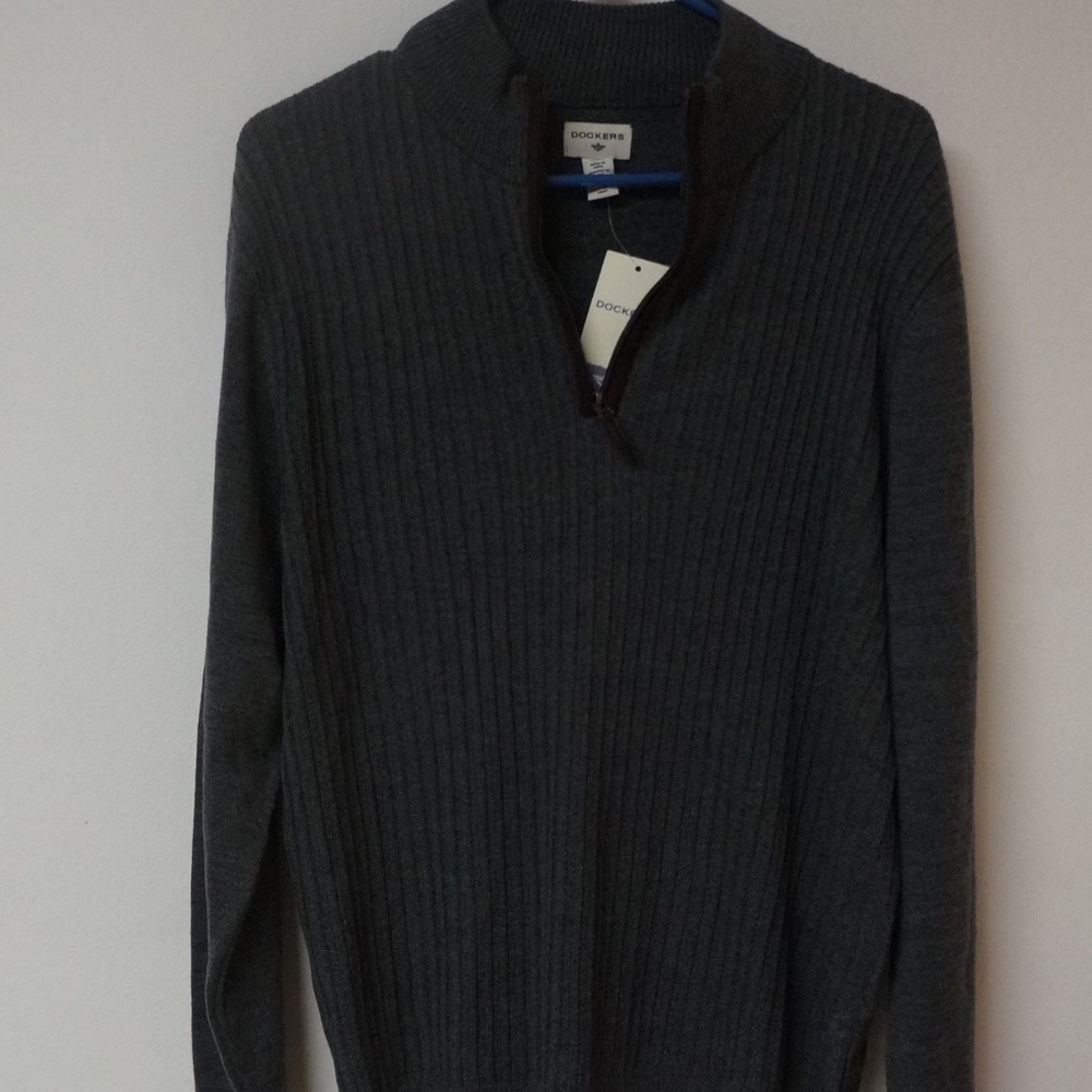 Dockers Mens 1/4 Zip Gray Sweater L - Picture 1 of 3